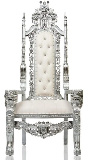 70″ Royal Throne Chair Silver/Ivory