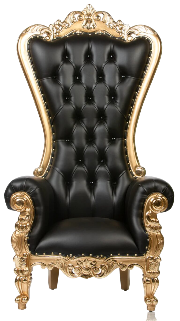 72″ Legend Throne Chair Black/Gold (King & Queen Thone Chair)