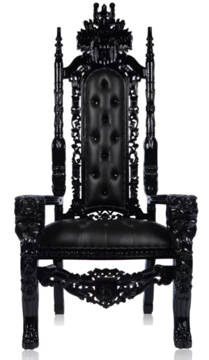 70″ Royal Throne Chair Black/Black (King & Queen Thone Chair)