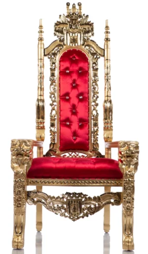 70″ Royal Throne Chair Gold/Red (King & Queen Thone Chair)