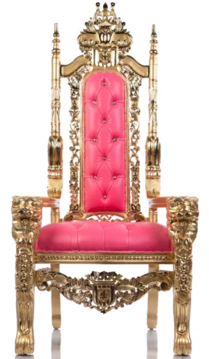 70″ Royal Throne Chair Gold/Pink (King & Queen Thone Chair)