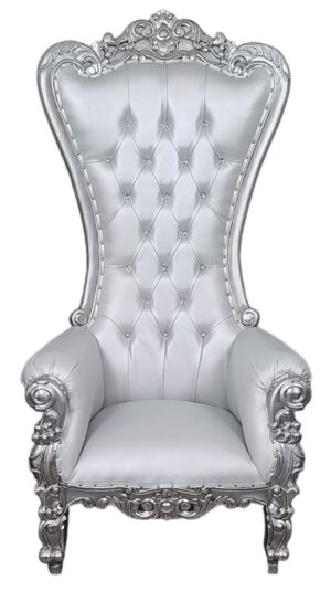 72″ Legend Throne Chair Silver/Silver (King & Queen Thone Chair)