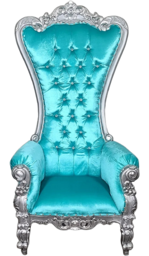 72″ Legend Throne Chair Silver/Aqua (King & Queen Thone Chair)